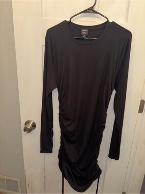 Bar III Black Long-Sleeve Ruched Bodycon Dress
